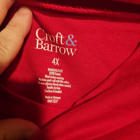 NWT Women's Size 4X Croft & Barrow Solid Red Long-Sleeve Mock Neck Shirt - Picture 4 of 6